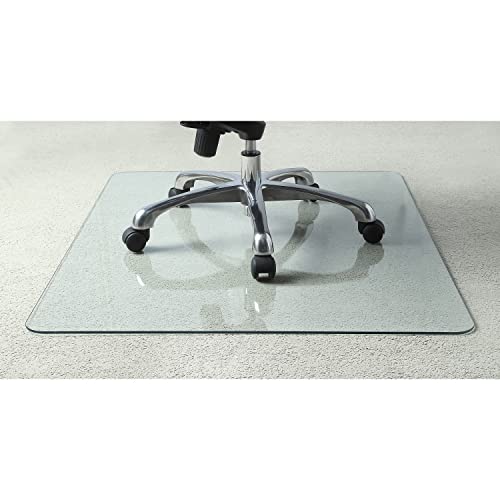 Lorell Tempered Glass Chairmat, 48" Width x 60" Depth x 0.25" Thickness, Clear, 1 Each - size: 48" x 60"