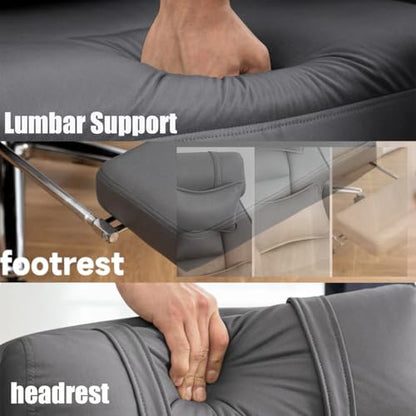 Executive Office Chair, Big and Tall Ergonomic Desk Chairs with Headrest & Footrest, Adjustable High-Back Recliner, Swivel Computer Chair w/Side Pockets, Lumbar Support for Home Office (Dark Grey) - color: Dark Grey