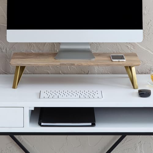 Anji Mountain Monitor Stand for Desk - Desktop Organizer & Laptop Riser, Ergonomic Monitor Riser, Space-Saving, Durable, Easy Assembly & Ideal for Home & Office,Natural, 24-Inch, Classic - color: Natural