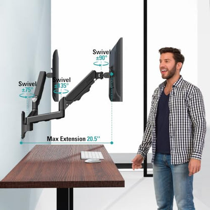 Dual Monitor Wall Mount for 13-32" Computer Screens - style: Dual Wall Mount