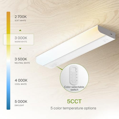 ASD LED Under Cabinet Lighting Hardwired, 18 Inch 10W 2700K-5000K Selectable, 807LM, CRI90+, Direct Wire Linkable Under Counter Lights for Kitchen, Dimmable Under Cabinet Lights, White, UL, 20 Pack - color: 18 Inch White, size: 20 Pack