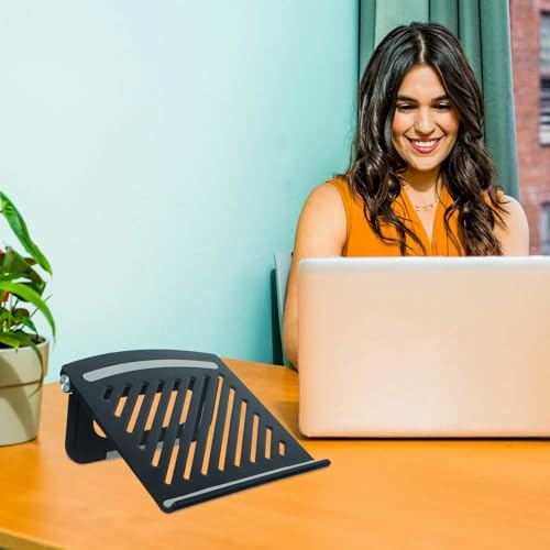 ULTECHNOVO Adjustable Multi-Angle Ventilated Laptop Riser Stand Foldable Desktop Holder for Overheating Prevention and Ergonomic Laptop Elevation, Black