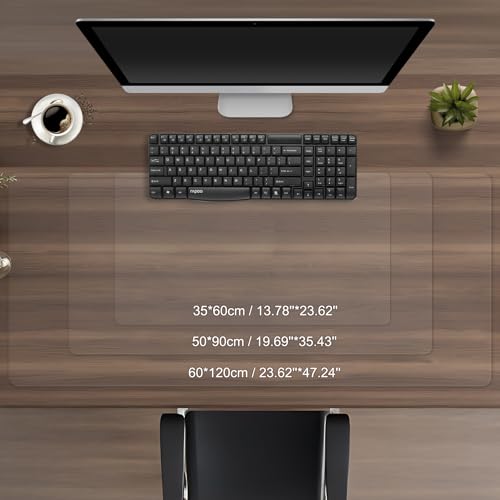 Clear Desk Mat, Desk Protector, Waterproof and Heat-Resistant PVC Round Edge Desk Pad with Non-Slip Backing, Suitable for Home and Office Multifunction Desk Mat, 13.78 x 23.62 Inches - size: 13.8" x 23.6"