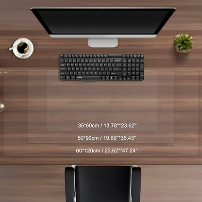 Clear Desk Mat Protector - Transparent Non-Slip PVC Writing Desk Pad, Waterproof & Heat Resistant Desk Cover, Durable Protective Desktop Mat for Office, Home & Laptop（16.93" x 23.62"） - size: 16.9" x 23.6"