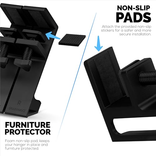 BRAINWAVZ Laptop Holder for Side of Desk, 1.2" / 31mm, Adjustable Length, Ideal for Macbooks, Surface, Keyboards, Switch, Tablets & More, Easy to Install, Screw On Desk - color: Black Desk Edge Mount