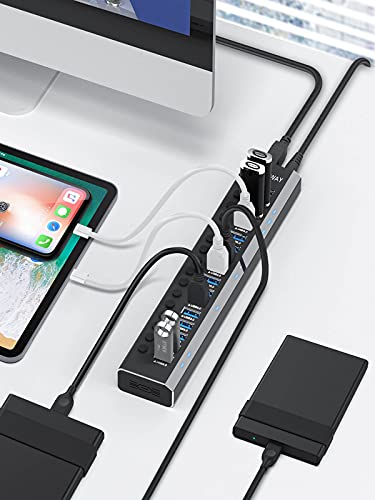 Rosonway 16-Port 96W Powered USB 3.0 Data Hub, Aluminum Housing, RSH-A16 - size: 16-Port Powered USB Hub