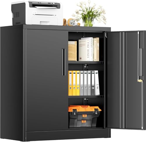 Oakcloud Oakmont Metal Storage Cabinet for Tool Organization, 36" Lockable Garage Storage Cabinets with 2 Doors and 4 Adjustable Shelves, Locking File Cabinet for Office, Home, School (36”-Black) - color: Black, size: 36" H x 32" W x 16" D