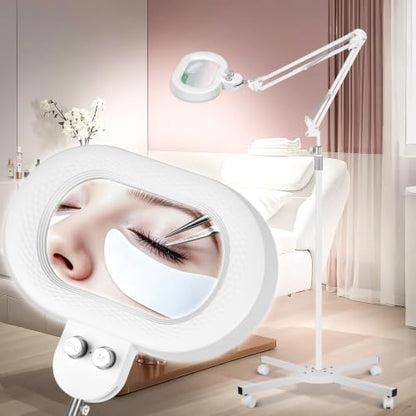 2200 Lumens 12X Esthetician Magnifying Floor Lamp, 3-Axis Magnifier - color: White, size: 12X