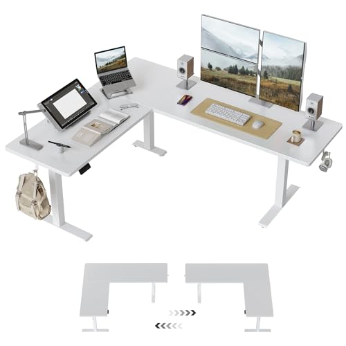 CubiCubi 75“ x 63" L Shaped Standing Desk Adjustable Height, Electric Corner Desk, Sit Stand Home Office Desk with Splice Board, White - color: White, size: 75x63