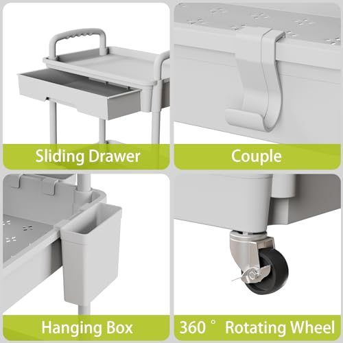 Sorgion 3 Tier Rolling Cart Organizer,Laundry Room Bathroom Organizers and Storage Office Shelves Mobile Shelving Unit Kitchen Trolley Cart with Wheels for Art,Craft,Diaper,Bedside,Snack(Grey) - size: 3Tier-Grey