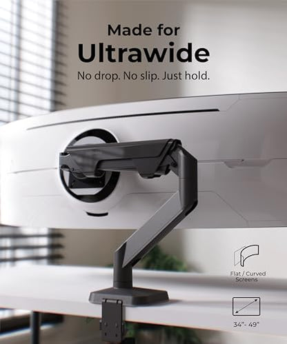 Modernsolid Heavy Duty Monitor Arm for 34-49 Inch Ultrawide Curved Screens | 14-38 lb Capacity,Gas Spring Full Motion,Cable Management,VESA 75x75/100x100,Red Dot Award,Black - color: Black