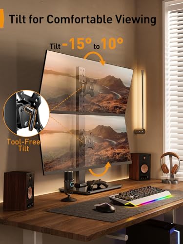 Perlegear Dual Vertical Monitor Stand for 13–40 inch Screens up to 44 lbs - size: 13-40 inch