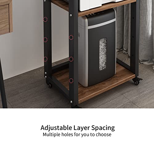 Natwind 3-Tier Tall Printer Stand,Shredder Stand Computer Host Holder,Retro - color: Retro