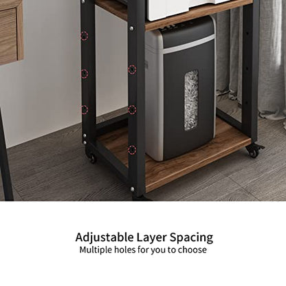 Natwind 3-Tier Tall Printer Stand,Shredder Stand Computer Host Holder,Retro - color: Retro