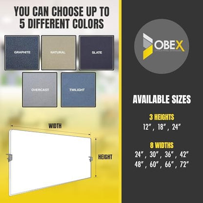 OBEX Acoustic Mounted Screen Privacy Panel Table Top Separator, Sound Blocking Desk Divider (Slate, 18" X 36") - color: Slate, size: 18"H X 36"W