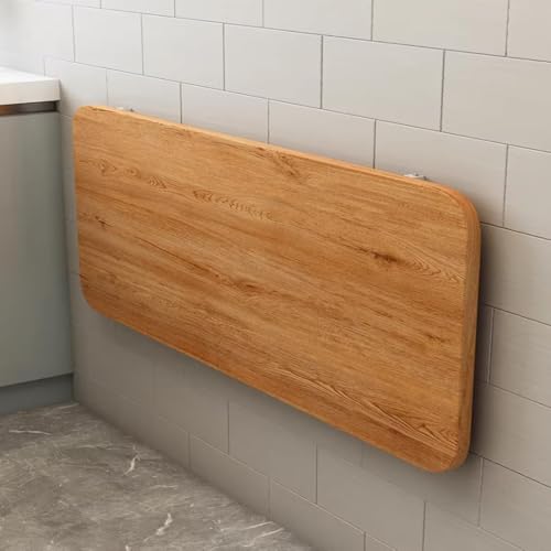 Wall Mounted Folding Table, Wood Drop-Leaf Desk with Stent, Floating Fold Down Desk for Small Spaces Office Kitchen Living Room(Golden Oak,90x40cm/36x16in) - color: Golden Oak, size: 90x40cm/36x16in