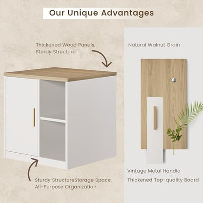 ModernMate Printer Stand with Door, Open Adjustable Shelves | 23" Printer Table, File Cabinet, Under Desk Storage Cabinet for Office, Living Room, and Study, Light Walnut - color: Light Walnut