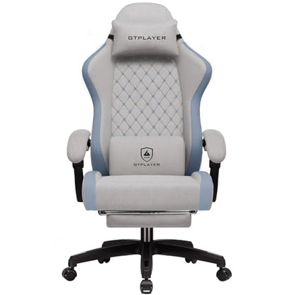 GTPLAYER Gaming Chair, Ergonomic Computer Chair with Footrest and Lumbar Support, High Back Recliner Chair 350lbs, Height Adjustable for Home Office, Grey - color: Grey