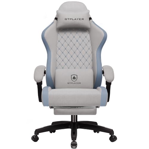 GTPLAYER Gaming Chair, Ergonomic Computer Chair with Footrest and Lumbar Support, High Back Recliner Chair 350lbs, Height Adjustable for Home Office, Grey - color: Grey