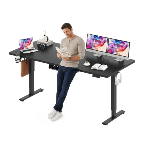 SANODESK 79''x32'' Large Electric Computer Height Adjustable Standing Desk - color: Black Frame+black Top, size: 79x32"