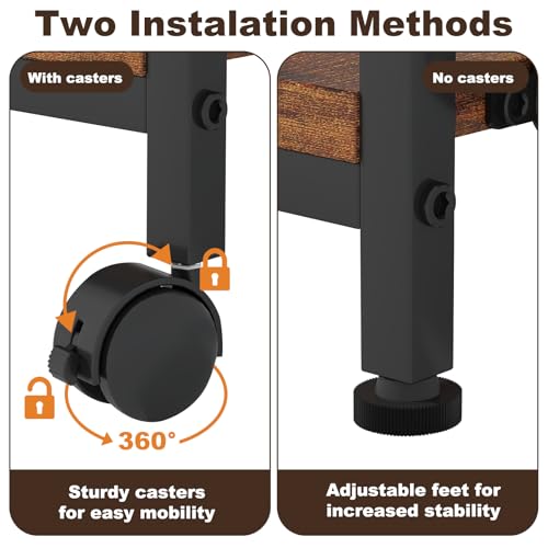 24"x20" Printer Stand with Hanging File Holder & Wheels, Brown - color: Rustic Brown, size: Extra Large
