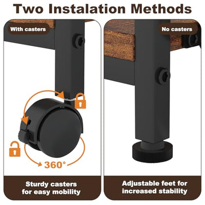 24"x20" Printer Stand with Hanging File Holder & Wheels, Brown - color: Rustic Brown, size: Extra Large