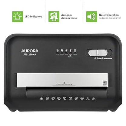 Aurora AU1270XA Professional Grade 12-Sheet Security P-4 Cross-Cut Paper and Credit Card/ 20 Minutes Continuous Run Time Shredder - style: 12-Sheet CrossCut Black