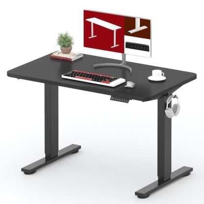 SANODESK 40''x24'' One-Piece Height Adjustable Electric Standing Desk - color: Black Frame+ Black Top, size: 40x24