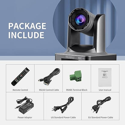 FEELWORLD NDI20X 1080p 20X Optical Zoom 3G SDI NDI HDMI IP PoE PTZ Camera | Low Light Correction, Auto Focus for Live Streaming Church Business Education Medical Conference Room Camera System - size: NDI20X