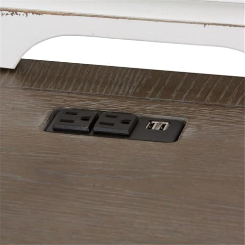 Ashford & Sons Credenza & Hutch, 67x16x52, Wood Veneers, White Oak & Birch Finish, Adjustable Shelves, Lockable File Drawers, Touch Lighting, USB Ports, Office Storage Desk with Keyboard Tray - size: Credenza & Hutch