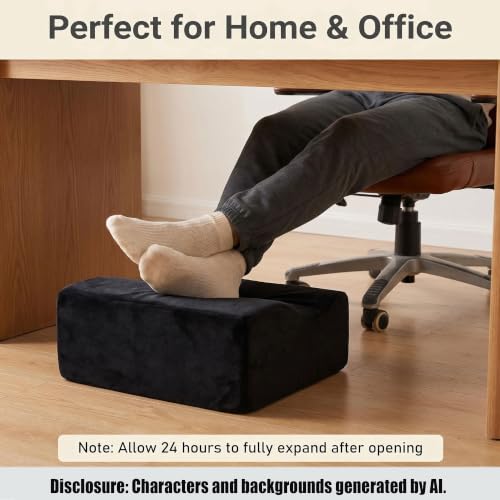 Keep Warm Foot Stool Foot Rest for Under Desk At Work | Office Footrest with Warm Feet Pocket,Ergonomic Under Deskfoot stool Stool for Office Chair & Back &Pain Relief Black+ - color: Black+