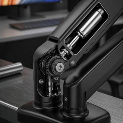 Dual Monitor Mount, Gas Spring Monitor Arm for 2 Monitors up to 32 Inches, Fully Adjustable VESA Desk Mount with C-Clamp and Grommet Base, Black