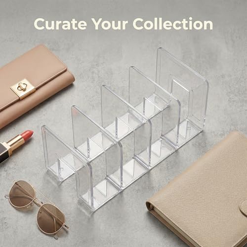 4 Pack Clear Acrylic File Organizer, Purse Organizer, File Sorter Desktop File Folder Organizer for Book, Envelopes, Mail, Document, Notebook, Office Supplies, Handbag