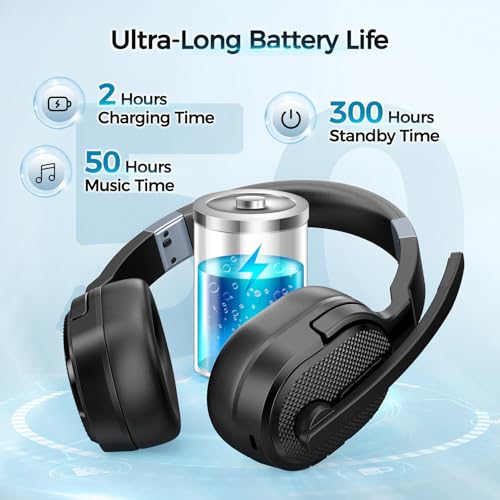 COSMUSIS Trucker Bluetooth Headset, Wireless Headset with Mic for Work - color: Black