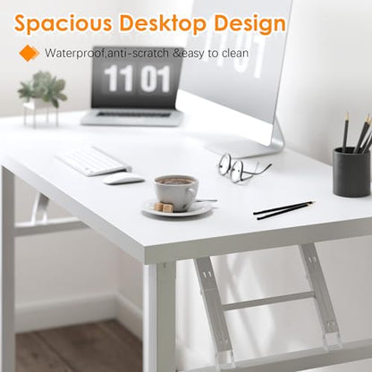 Need Small Folding Computer Desk, 31.5 Inch Writing Table, White - color: White, size: 31.5 inches