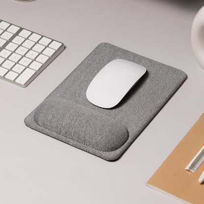 SenseAGE Compact Ergonomic Mouse Pad with Wrist Rest Support, Pain Relief, Non-Slip Base, Optimized Tracking Surface, Lightweight & Portable, Ideal for Office, Home & Travel, 8.9 x 6.1 in (Grey) - size: 8.9L x 6.1W inches