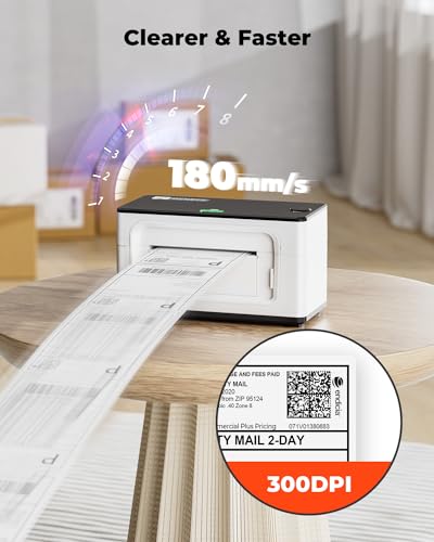 MUNBYN Bluetooth Thermal Label Printer 941BP, 300DPI Wireless 4x6 Shipping - color: White
