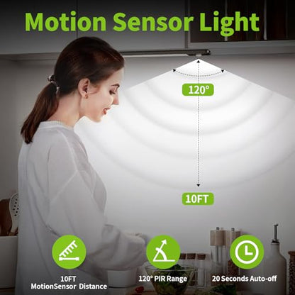 2 Pack Under Cabinet Lighting, 10in Rechargeable Motion Sensor Light Indoor - size: 10in-2pack