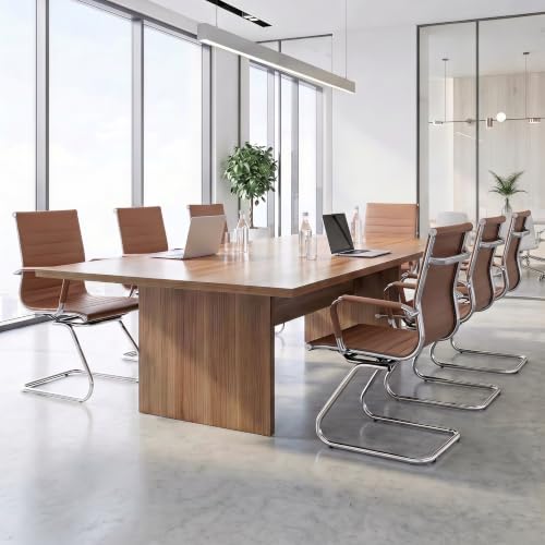 HNY 6-Pack PU Leather Office Guest Chairs - color: Coffee, size: 6 PCS