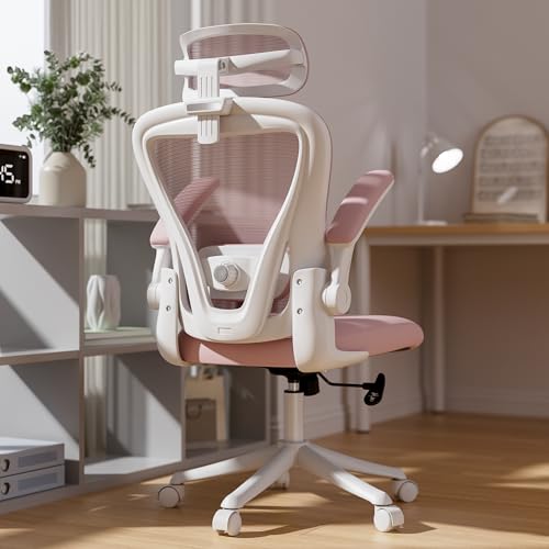 Pink Ergonomic Office Chair with Memory Foam, Computer Desk Chair | M903 Pro, 3D Headrest, 90° Flip-Up Arms, 330LBS Capacity, Lumbar Support, Memory Foam Cushion for Long hours - color: Pink