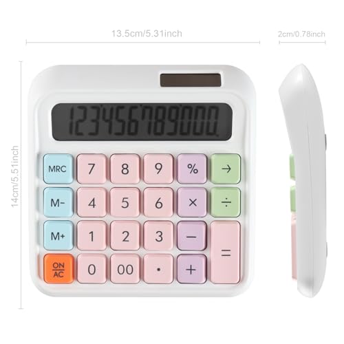 Large Computer Electronic Calculator Counter Solar & Battery Power 12 Digit Display Multi-Functional Big Button for Business Office School Calculating (HY-2688) - color: HY-2688