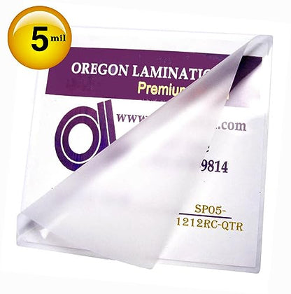 Thermal Laminating Pouches 12-x-12-inches Special Needs Size 5 Mil 25/Pack | 12x12 Size Heat Seals Large as 11-3/4-x-11-3/4-inch Sheet, Waterproof, Round Corners, Clear Glossy Finish, +1 Carrier