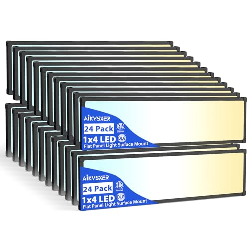 AIKVSXER 24Pack 1x4 LED Flat Panel Light, 6500LM Ultra-Bright, 30-50W Black - color: Black, size: 1x4ft-24P
