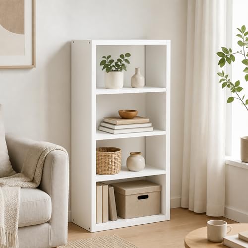 4-Tier Bookcase, Bookshelf with Open Shelf, Book Shelf, 11.3 x 23.2 x 45.4, for Bedroom, Living Room, Home Office, White - color: White, size: 4 Tier