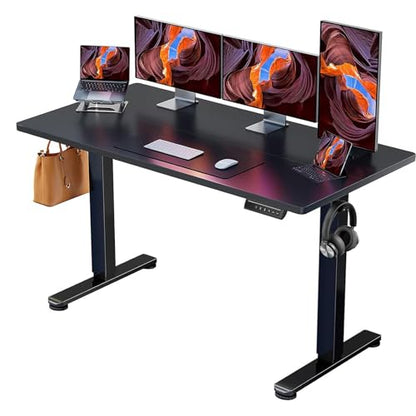 ErGear 55 x 28 Inches Height Adjustable Electric Standing Desk, Sit Stand up Desk, Memory Computer Home Office Desk, Black - color: Black, size: 55.1 X 27.6 Inches