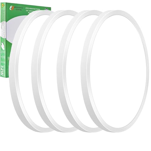 15.8Inch 4PK White LED Flush Mount Ceiling Light,32W,3480LM,3CCT Selectable | 3000K/4000K/6000K CCT Selectable, White Close to Ceiling Round Flat Panel Light, Super Slim LED Ceiling Light for Bedroom - color: White