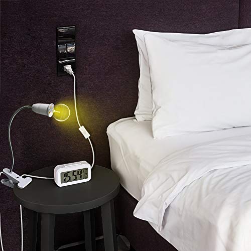 Aluminum Wire Neck Clip Light Socket, 2-Pack Desk Clip Clamp Lamp Holder Adjustable Light Stand With Switch 6.8ft Cable E26/E27 Clip Lamp Fixture for Aquarium Plant Grow - color: E26/E27 Clip Socket