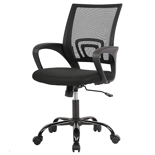 PayLessHere Office Chair | Black | with Lumbar Support, Adjustable Height | Ergonomic Armrests, 360 Swivel Base & Smooth Casters | Computer Chair for Office, Home, Conference Rooms | Pack of 1 - color: Black, style: pack of 1
