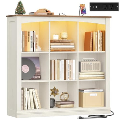 Hzuaneri 3 Tier Wood Cube Bookshelf, 9 Cube Storage Organizer - size: 11.8"D x 43.3"W x 41.3"H