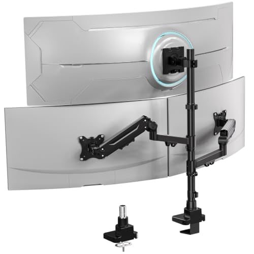 WALI Stacked Triple Monitor Mount for 49" UItrawides and Dual 34" Monitors - color: Black (Triple), size: 34"-49"